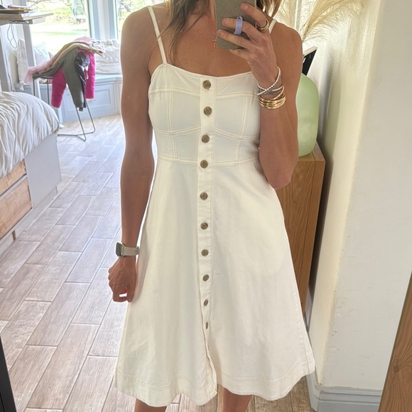 Universal Thread Cream Buttoned Midi Sundress - Picture 1 of 9